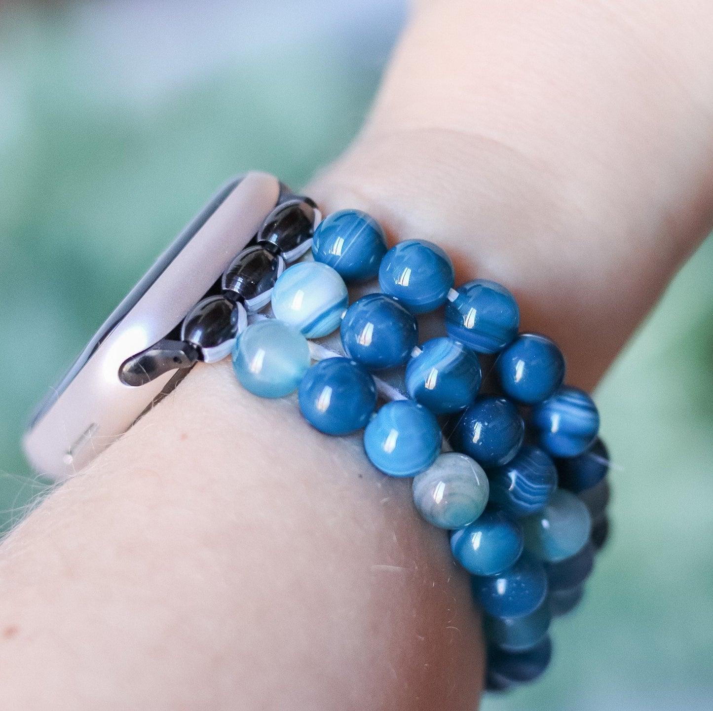 Blue Stripe Agate Watchband