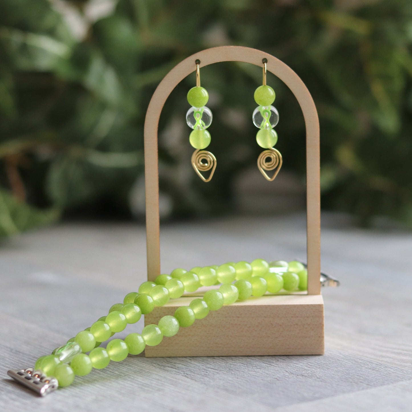 Lime Green Ribbon Earrings