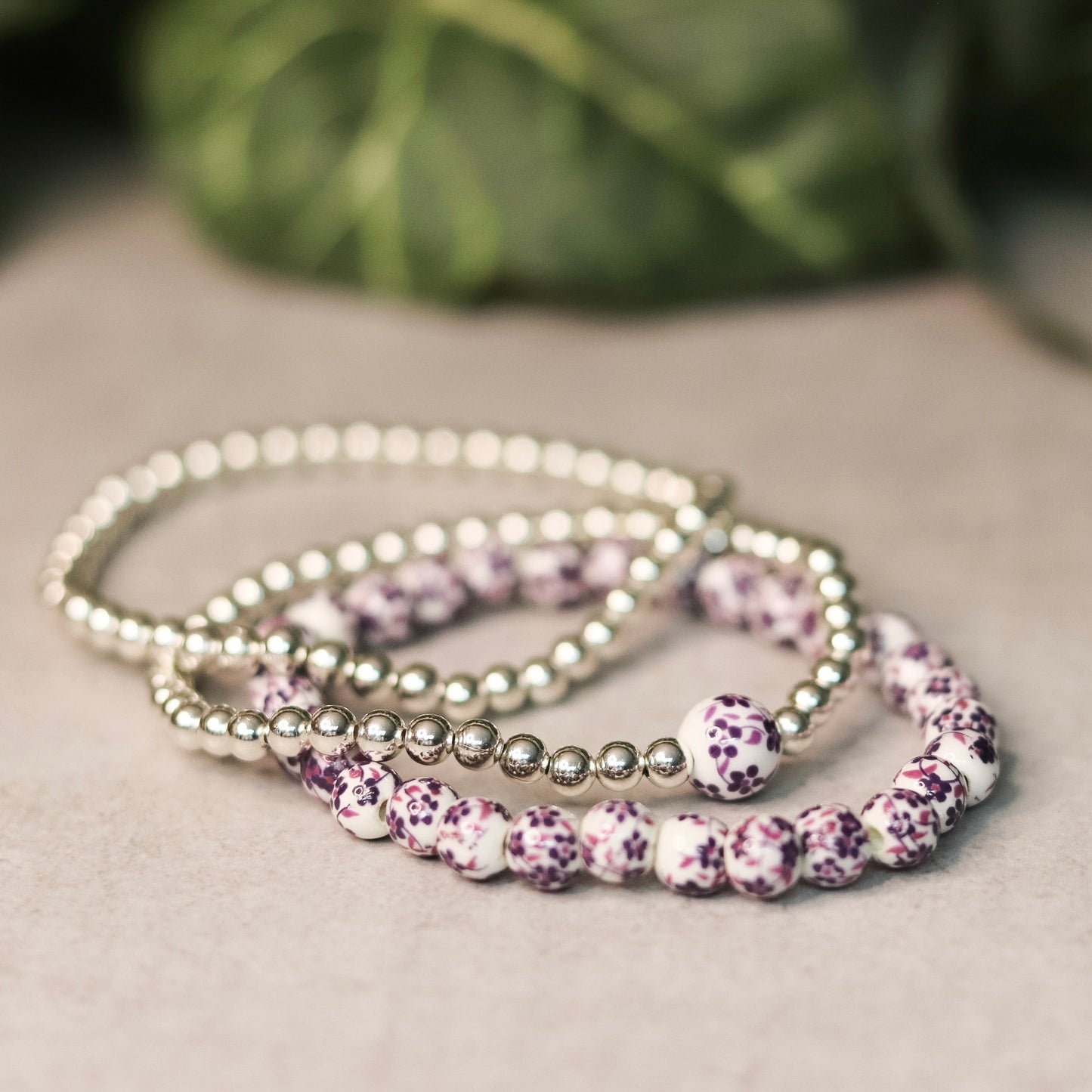 Purple Floral Dainty Bracelet