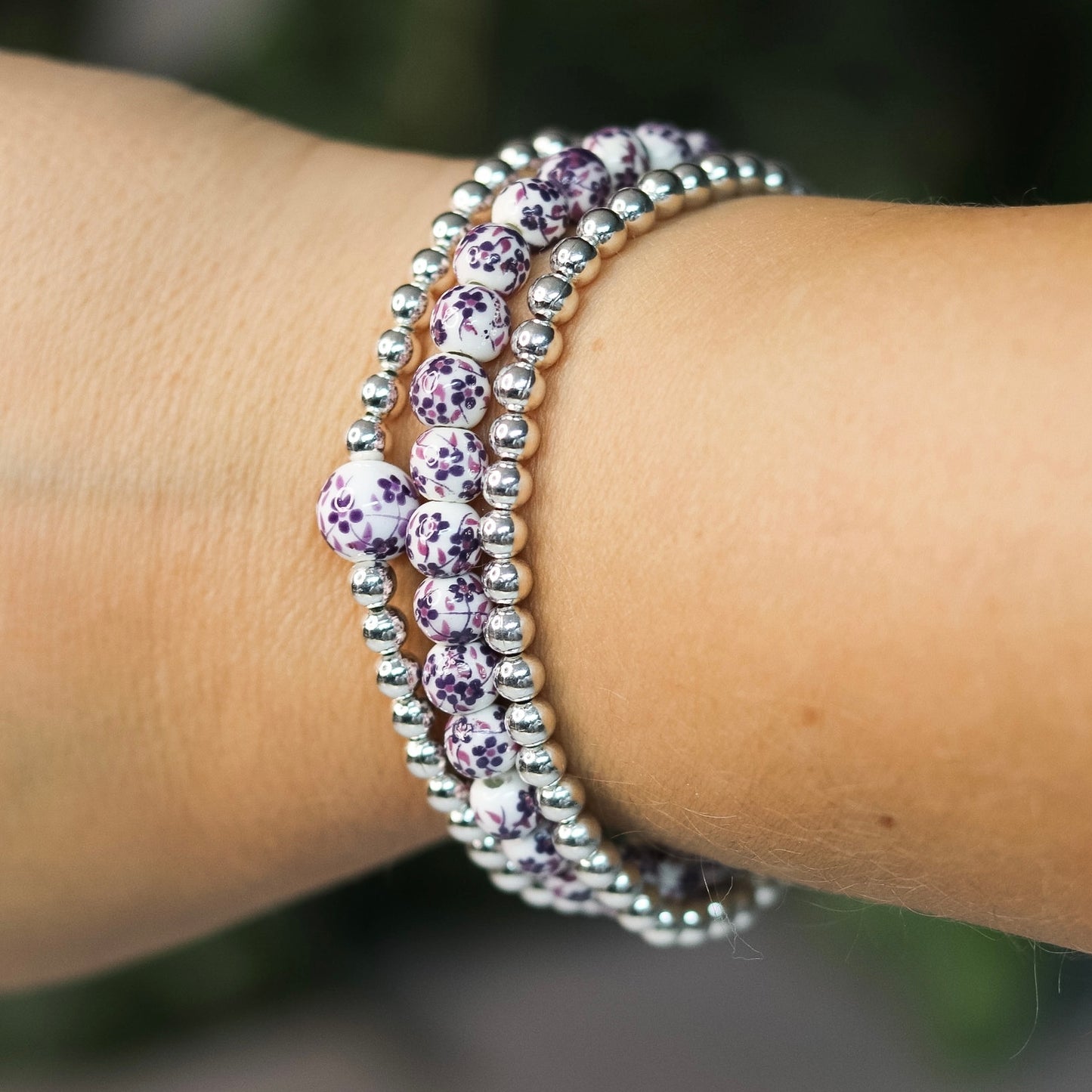 Purple Floral Dainty Bracelet