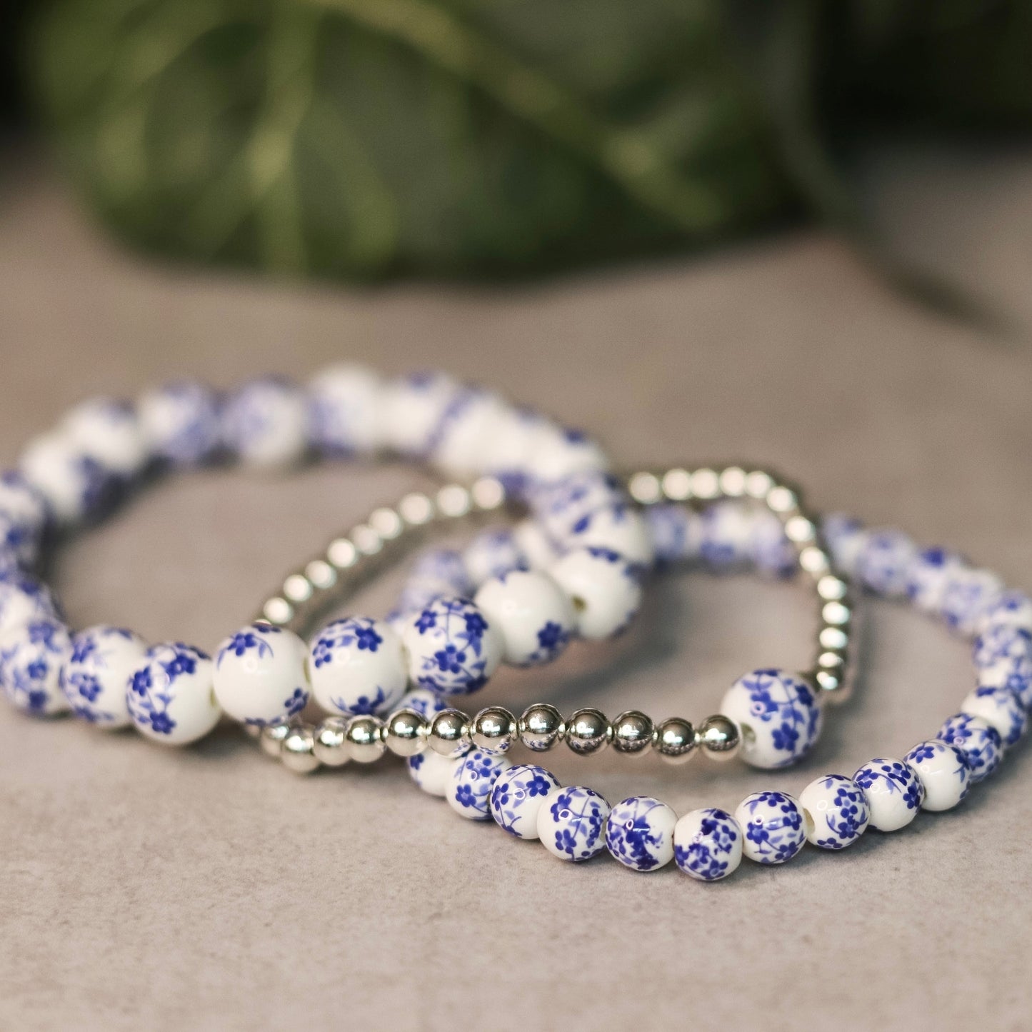 Blue Floral Dainty Bracelet