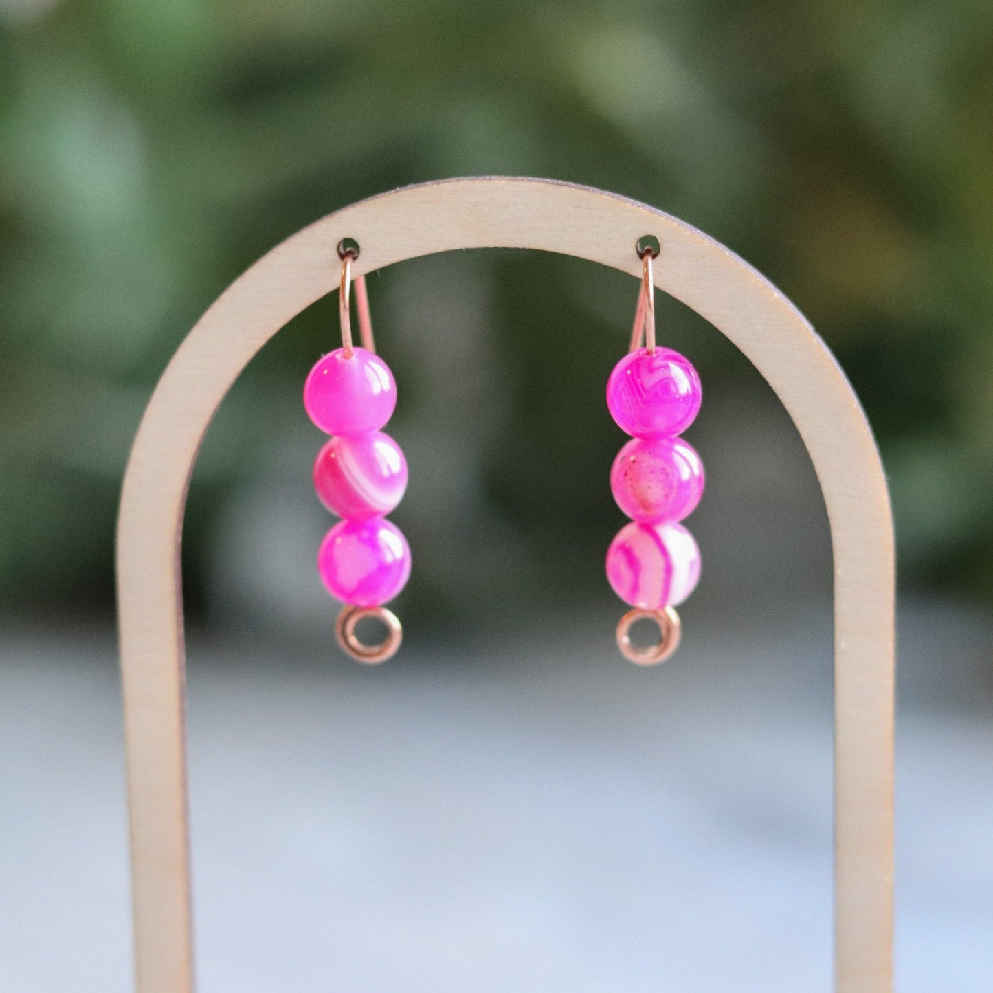 Pink Stripe Agate Earrings
