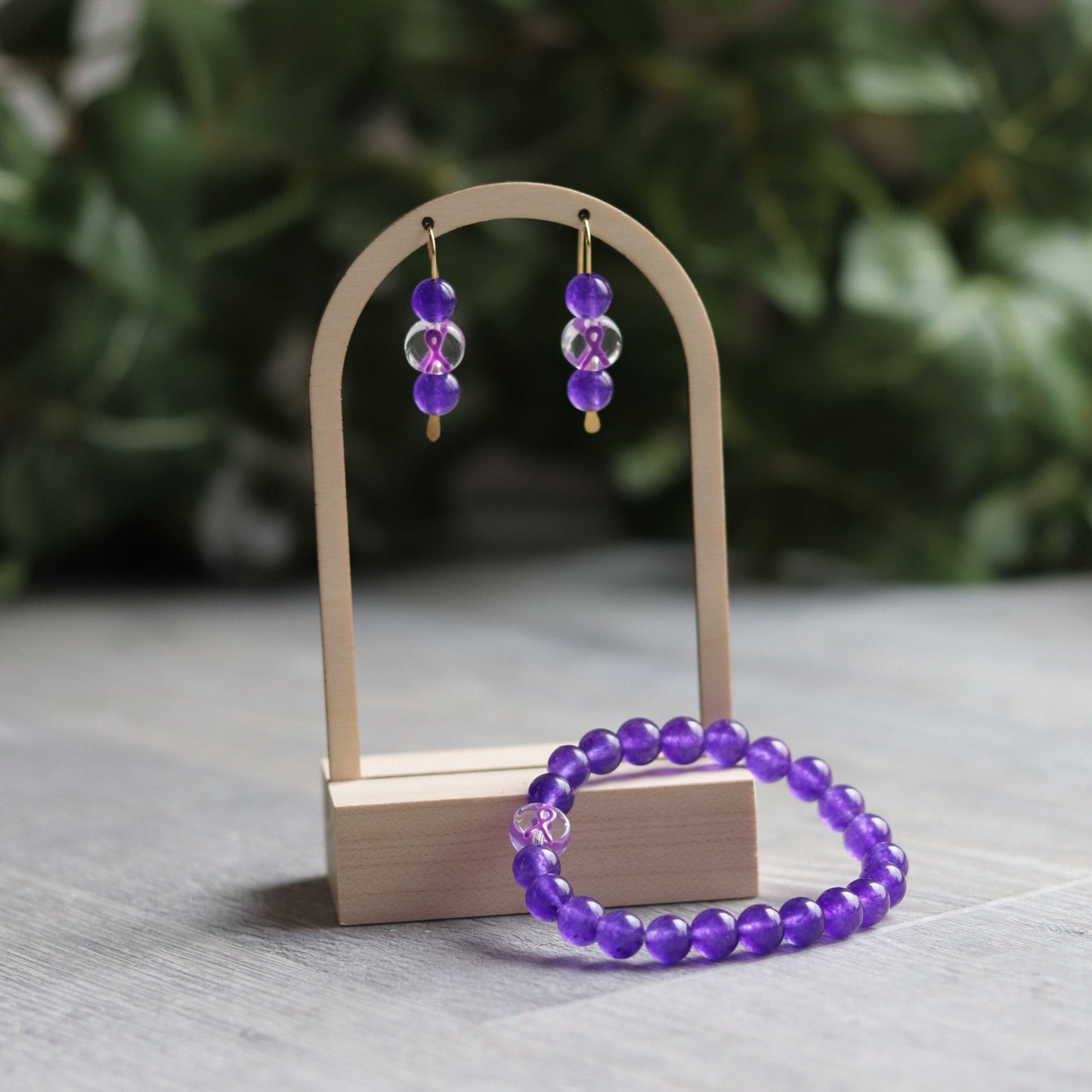Purple Ribbon Earrings
