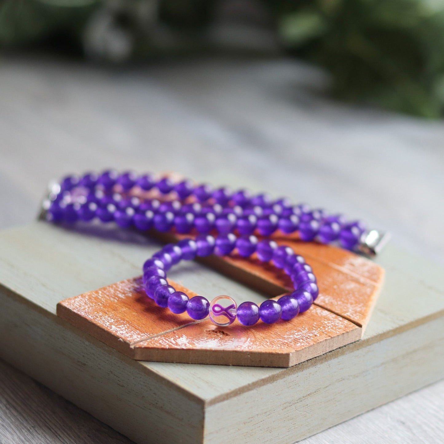 Purple Ribbon Bracelet