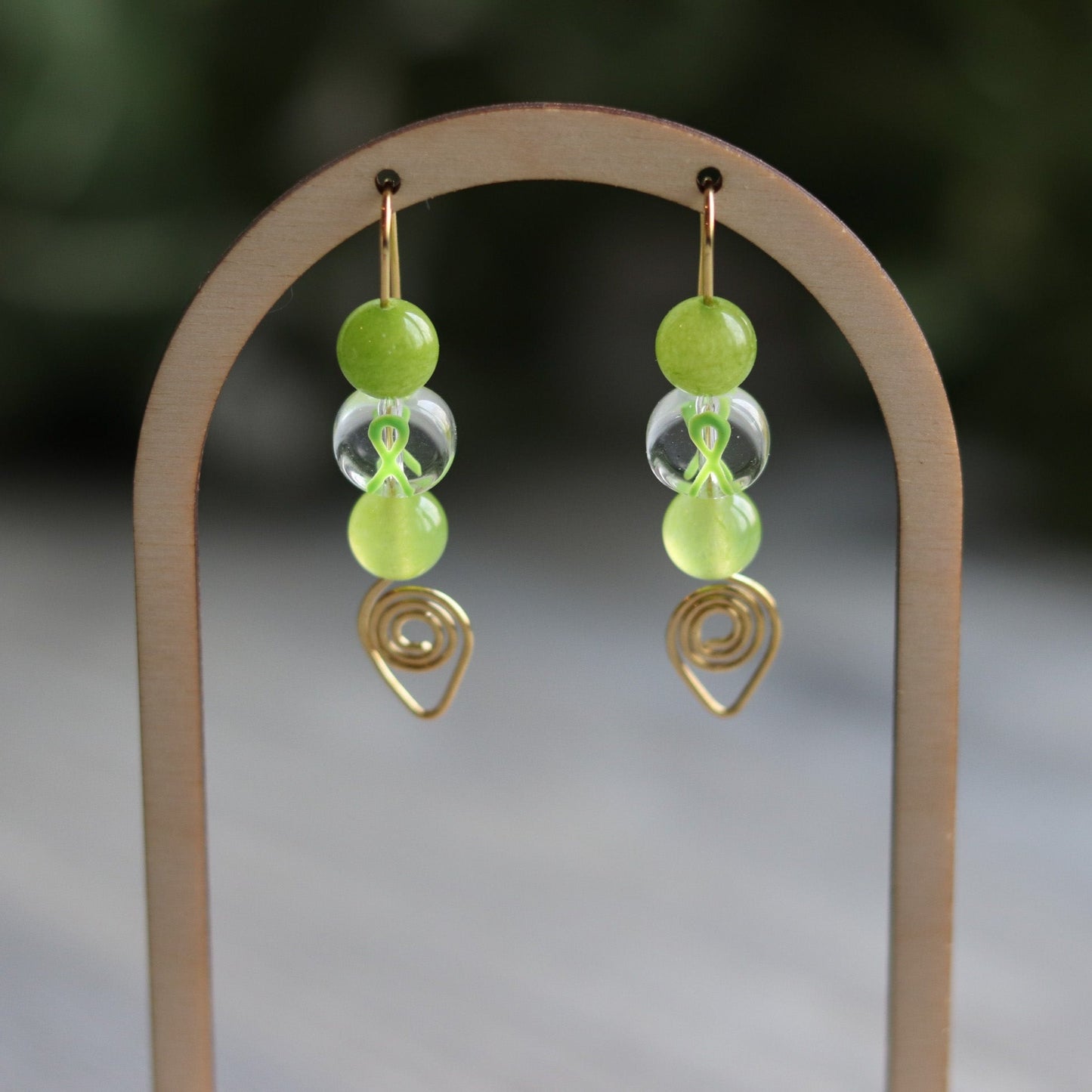 Lime Green Ribbon Earrings