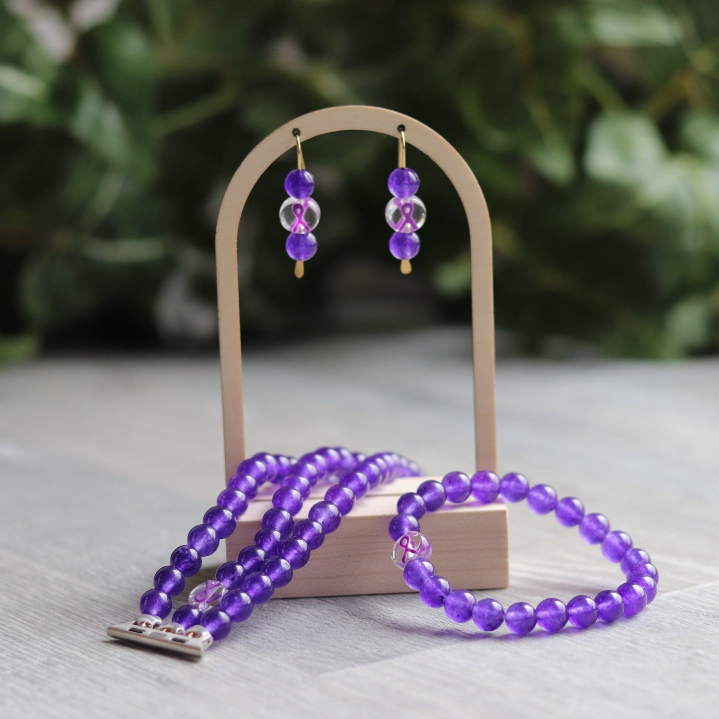 Purple Ribbon Earrings